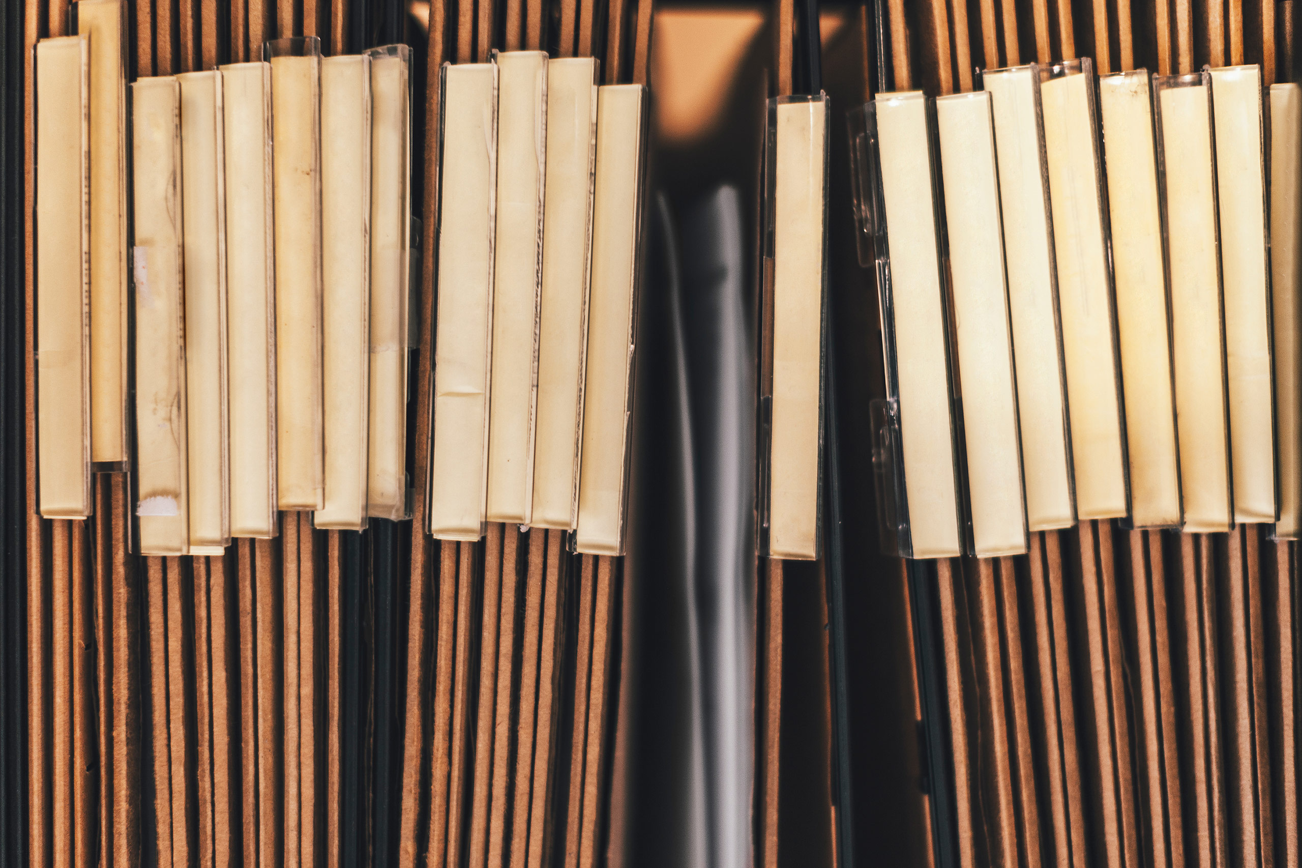 File folders on shelf