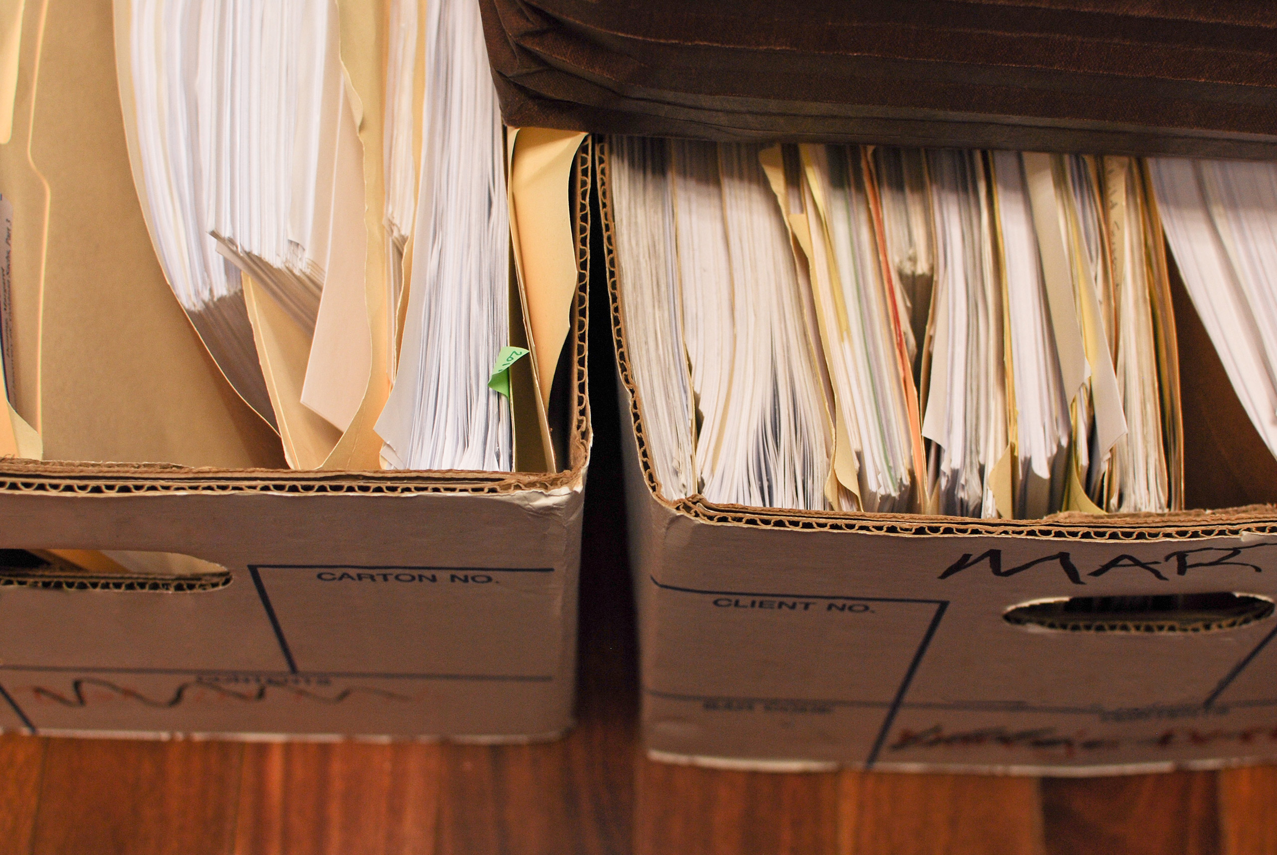 Boxes of documents